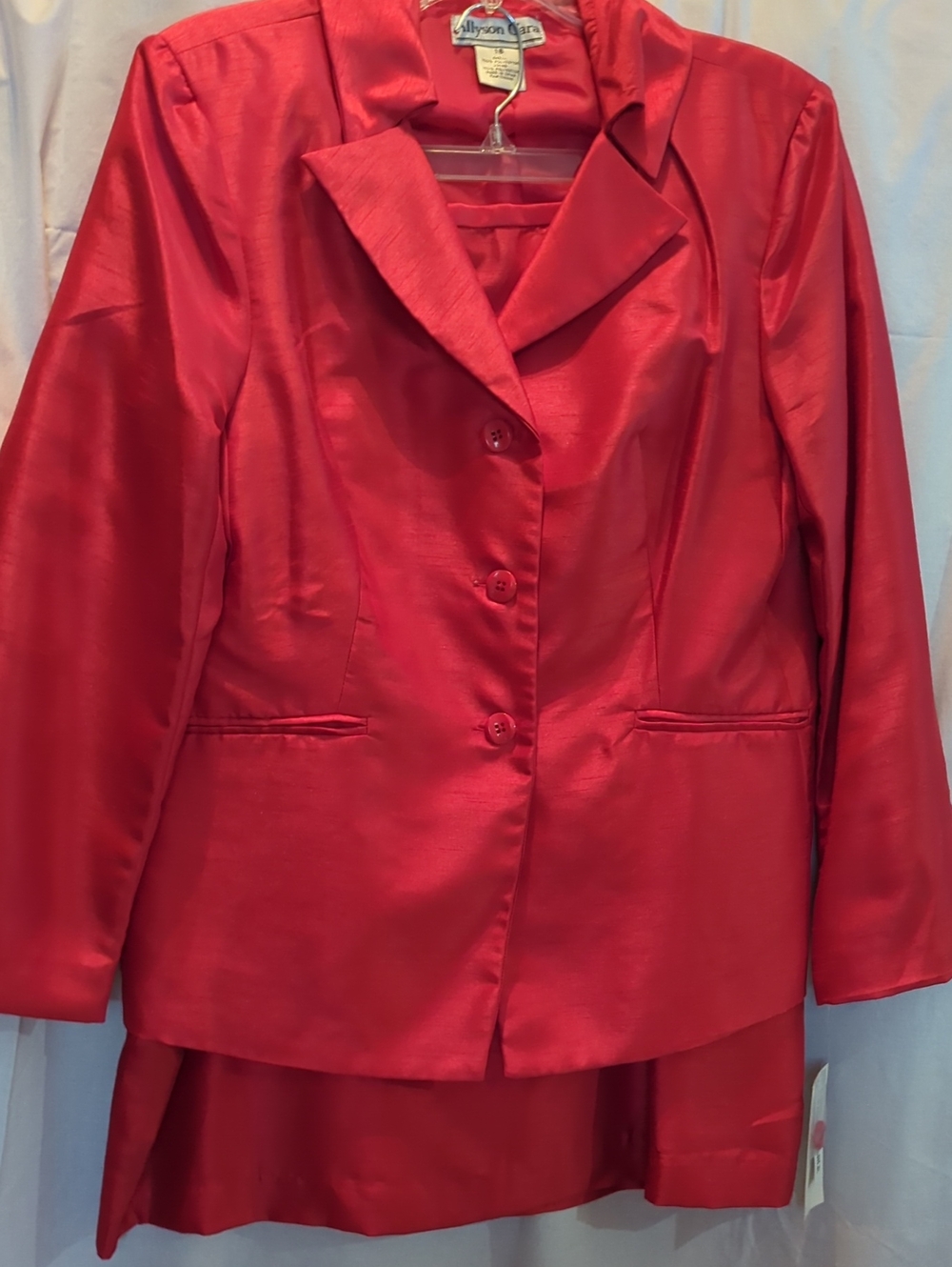 Women's Red Satin Notch-Lapel Blazer by Allyson Whitmore